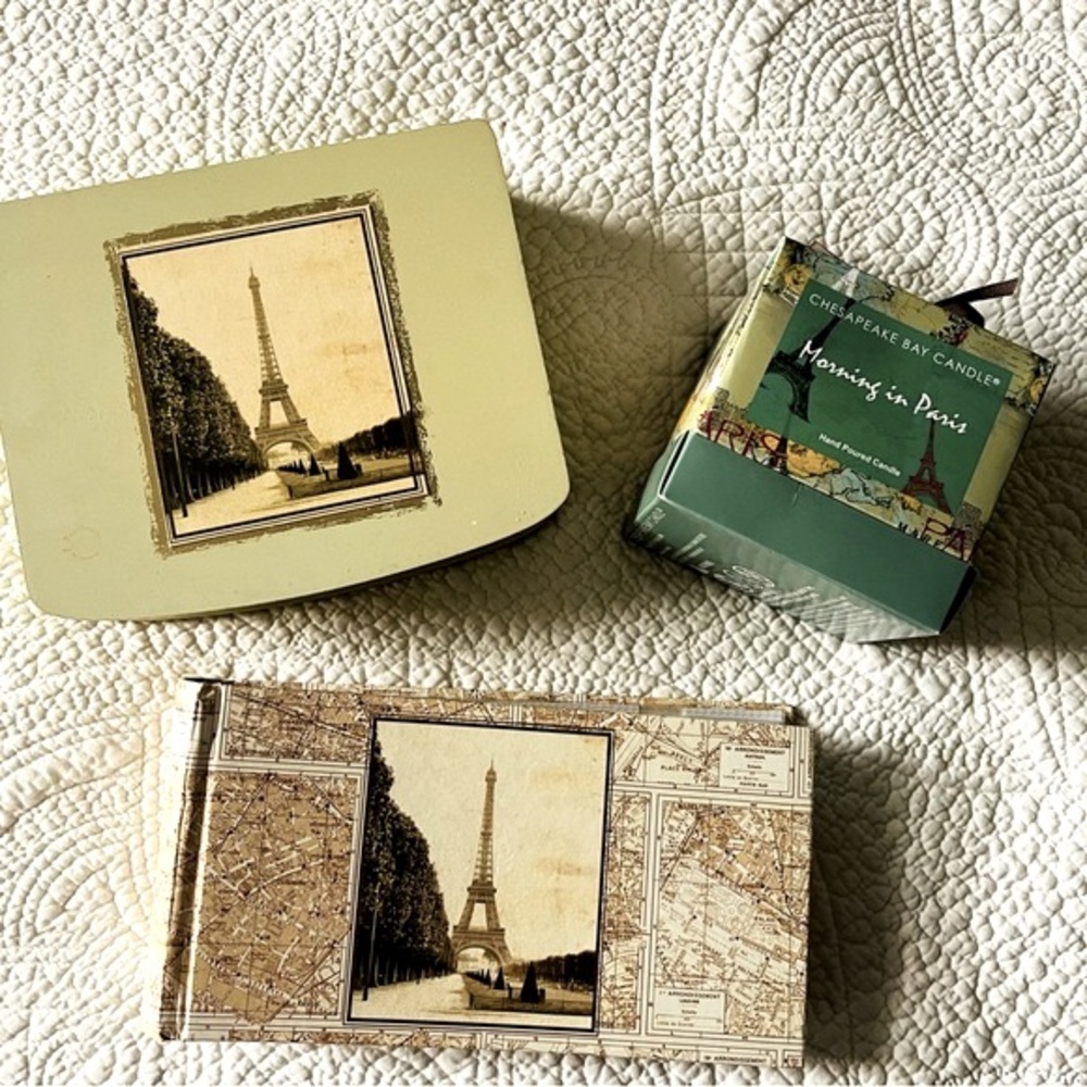 Chesapeake Bay “Morning in Paris” candle, Eiffel Tower photo album & box❣️